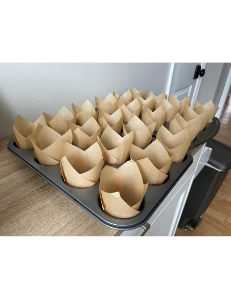 100 Moldes para Hornear Cupcakes Tulipán DC QZHMKJ Naturales