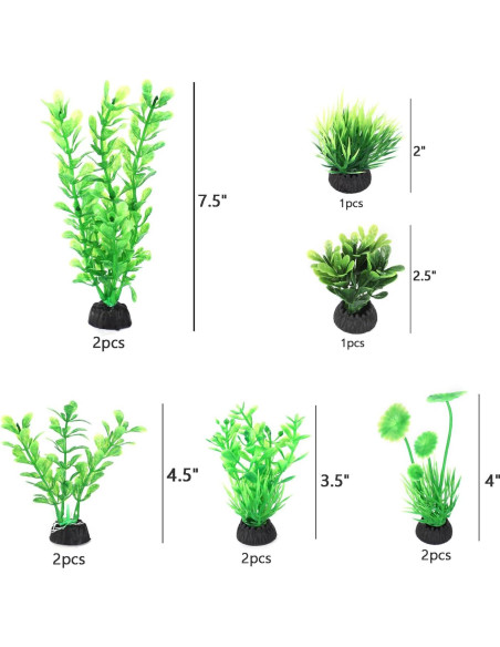 Plantas Artificiales para Acuarios AQUANEAT - 10 Piezas Verdes