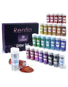 Conjunto de Brillantina Holográfica Renfio 28 Colores 420g