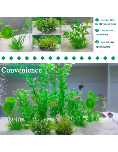 Plantas Artificiales para Acuarios AQUANEAT - 10 Piezas Verdes