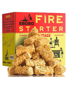 50 Encendedores Naturales EBOBO para Chimenea y BBQ - Rápido y Ecológico