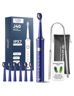 Cepillo de dientes eléctrico JTF azul con 6 cabezales y 5 modos