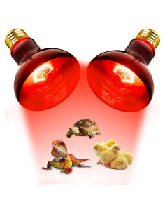 Lámpara de Calor Roja 100W TuoF para Reptiles y Anfibios - Paquete de 2