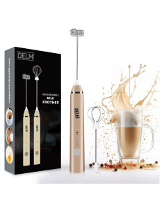 Espumador de Leche Eléctrico DELM Beige - 3 Velocidades, Recargable