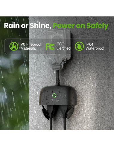 Enchufe Inteligente Exterior GHome Wi-Fi IP64 2 Tomas Control Voz