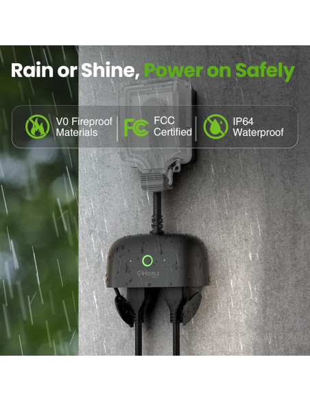 Enchufe Inteligente Exterior GHome Wi-Fi IP64 2 Tomas Control Voz