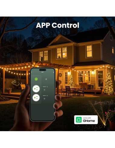 Enchufe Inteligente Exterior GHome Wi-Fi IP64 2 Tomas Control Voz