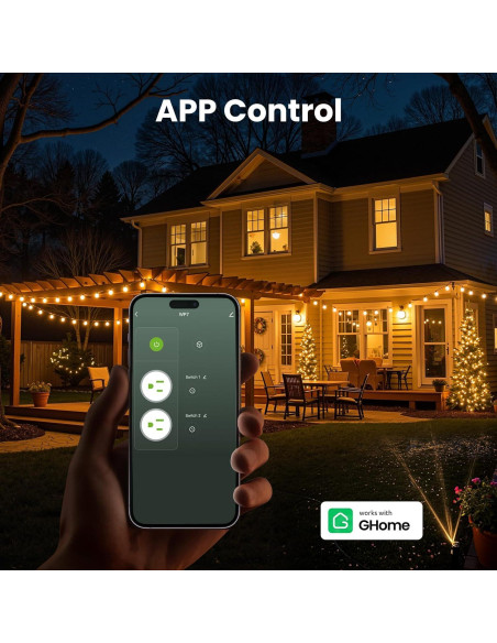Enchufe Inteligente Exterior GHome Wi-Fi IP64 2 Tomas Control Voz