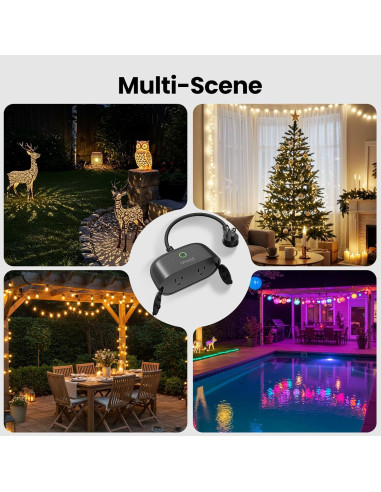 Enchufe Inteligente Exterior GHome Wi-Fi IP64 2 Tomas Control Voz