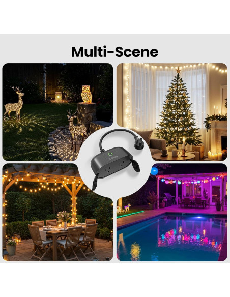 Enchufe Inteligente Exterior GHome Wi-Fi IP64 2 Tomas Control Voz