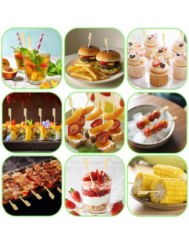100 Pinchos de Bambú para Aperitivos 12 cm Libemskix