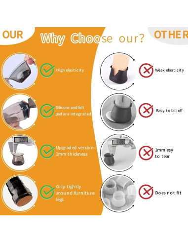 Protectores de Suelo para Patas de Sillas Weijia 16 Unidades