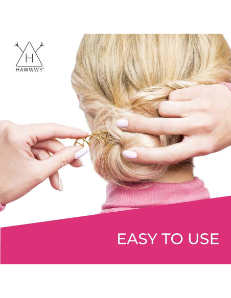 Pasadores de Cabello Espiral Dorados HAWWWY - 8 Unidades 6.35 cm