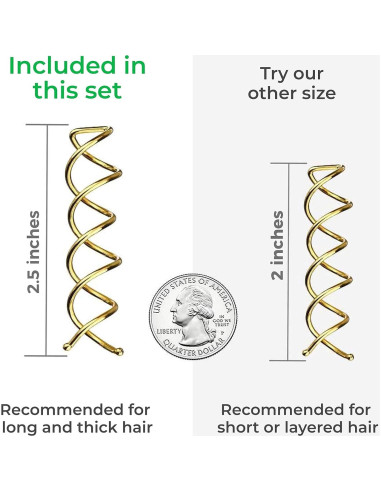 Pasadores de Cabello Espiral Dorados HAWWWY - 8 Unidades 6.35 cm