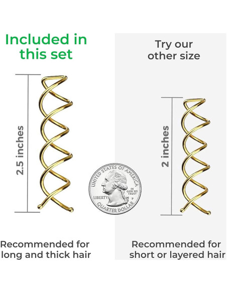 Pasadores de Cabello Espiral Dorados HAWWWY - 8 Unidades 6.35 cm