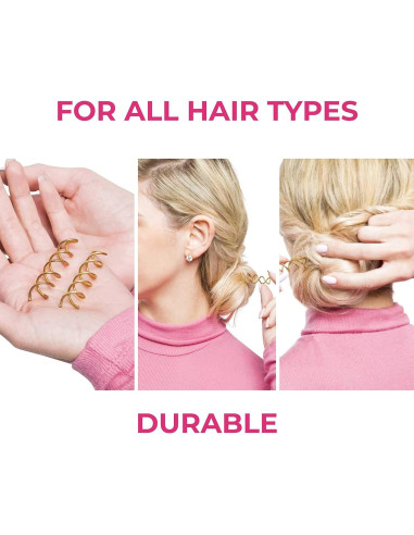Pasadores de Cabello Espiral Dorados HAWWWY - 8 Unidades 6.35 cm