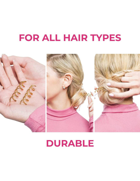 Pasadores de Cabello Espiral Dorados HAWWWY - 8 Unidades 6.35 cm