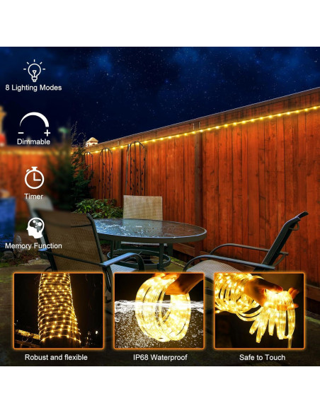 Luces de Cuerda LED OMIKA 30.48m 2700K IP68 Blanco Cálido