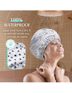 Gorro de Ducha Reutilizable YFONG Impermeable Doble Capa 2