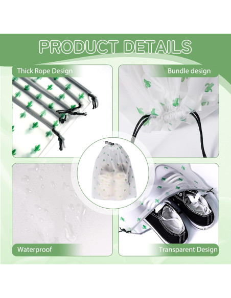 Bolsas para Zapatos de Viaje Cactus - 5 Piezas Impermeables 40x30cm