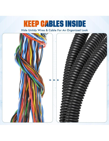 Tubo de Loom de Cable Dividido Sasylvia 0.13 m x 91.44 m Negro