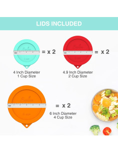 Cubiertas de Silicona Redondas SOPHICO 6 Piezas para Tazones 2