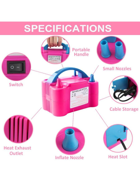 Bomba de Aire Eléctrica YehTrum 600W Portátil para Globos