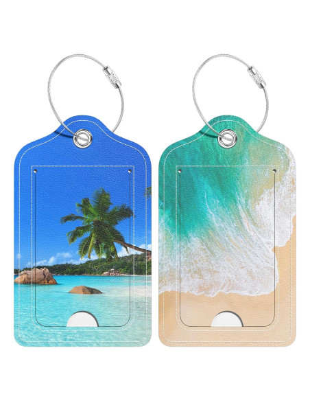 Etiquetas de Equipaje de Cuero PU Hsxnam - 2 Paquete Playa