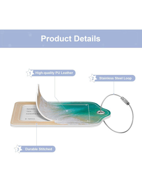 Etiquetas de Equipaje de Cuero PU Hsxnam - 2 Paquete Playa