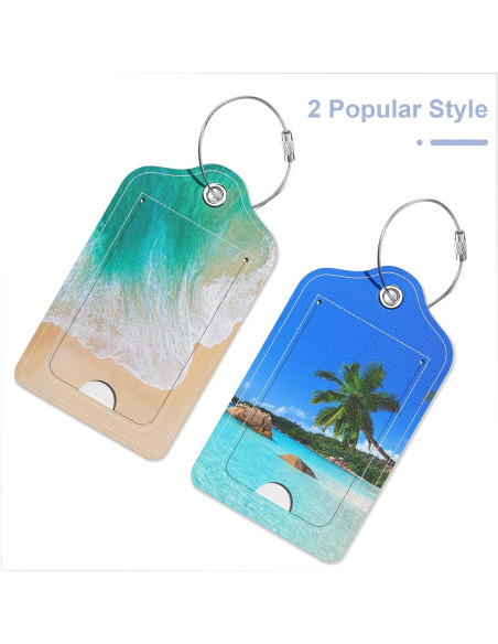Etiquetas de Equipaje de Cuero PU Hsxnam - 2 Paquete Playa