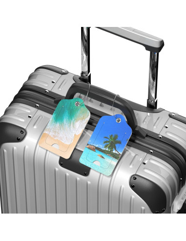 Etiquetas de Equipaje de Cuero PU Hsxnam - 2 Paquete Playa