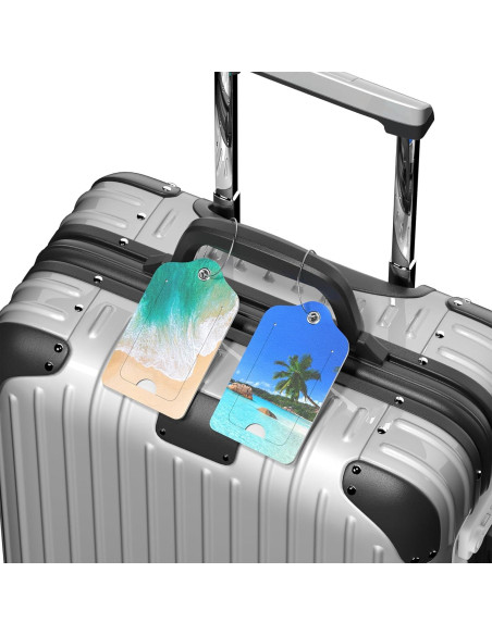 Etiquetas de Equipaje de Cuero PU Hsxnam - 2 Paquete Playa