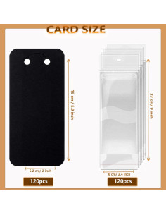 120 Tarjetas de Exhibición y Bolsas Autocierre SHOLIFAS Negro 2