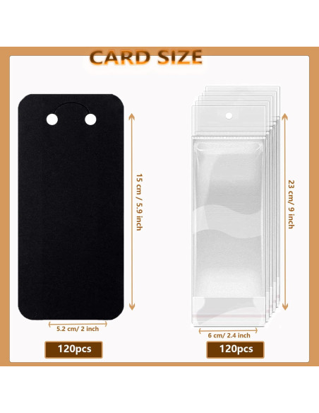 120 Tarjetas de Exhibición y Bolsas Autocierre SHOLIFAS Negro