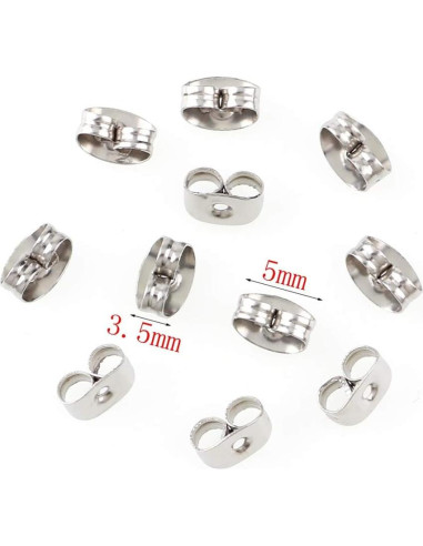 300 Piezas Respaldo de Aretes Mariposa Chunney Acero Inoxidable