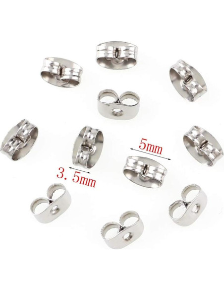 300 Piezas Respaldo de Aretes Mariposa Chunney Acero Inoxidable