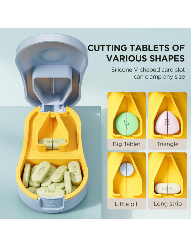 Cortador de Pastillas GAONLY Azul - Divisor Portátil con Almohadilla Silicona