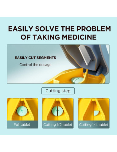 Cortador de Pastillas GAONLY Azul - Divisor Portátil con Almohadilla Silicona