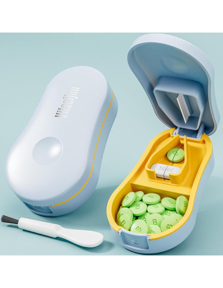 Cortador de Pastillas GAONLY Azul - Divisor Portátil con Almohadilla Silicona