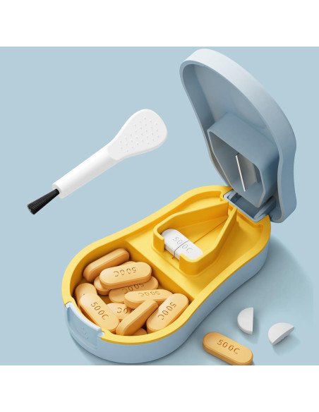 Cortador de Pastillas GAONLY Azul - Divisor Portátil con Almohadilla Silicona