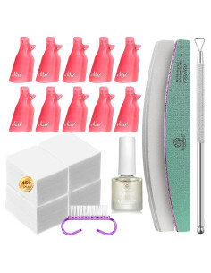 Kit Removedor de Esmalte en Gel Beetles 450 Toallitas 10 Clips