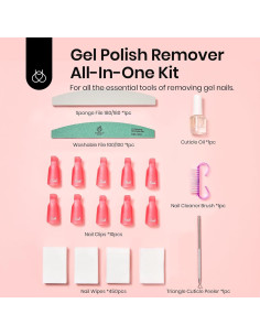 Kit Removedor de Esmalte en Gel Beetles 450 Toallitas 10 Clips 2
