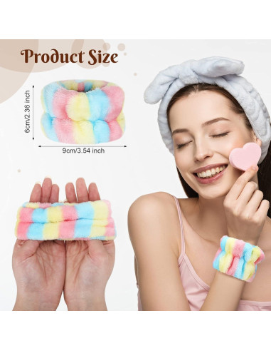 8 Muñequera Spa Franela Janinka Ajustable 6x9cm Reutilizables