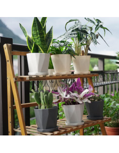 Macetas InmeRun de Plástico 5" para Plantas - Juego de 6 con Drenaje 2