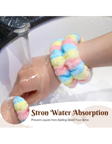 8 Muñequera Spa Franela Janinka Ajustable 6x9cm Reutilizables