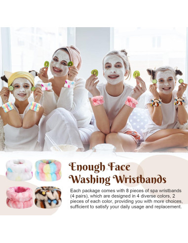8 Muñequera Spa Franela Janinka Ajustable 6x9cm Reutilizables