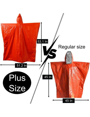 Poncho de Emergencia Mylar XL Nomadnia Naranja 2 Unidades