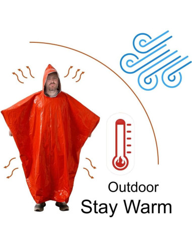 Poncho de Emergencia Mylar XL Nomadnia Naranja 2 Unidades