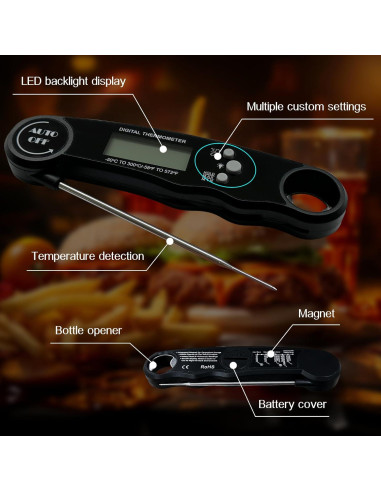 Termómetro Digital de Carne Goldgood DTH-138 Plegable Rojo