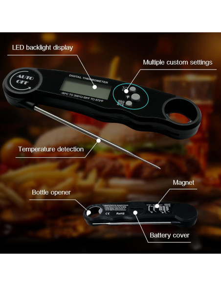 Termómetro Digital de Carne Goldgood DTH-138 Plegable Rojo Termómetro Digital de Carne Goldgood DTH-138 Plegable Rojo